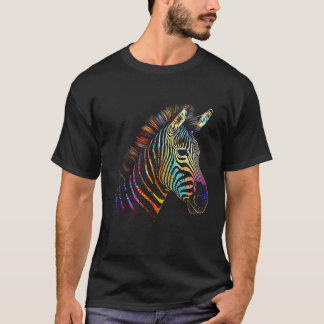 Zebra Colourful  Animal Zoo Animal T-Shirt