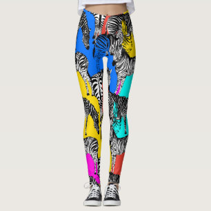 Zebra,colourful pop art,abstract,animals           leggings