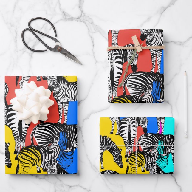 Zebra,colourful pop art,abstract,animals          wrapping paper sheet (Front)