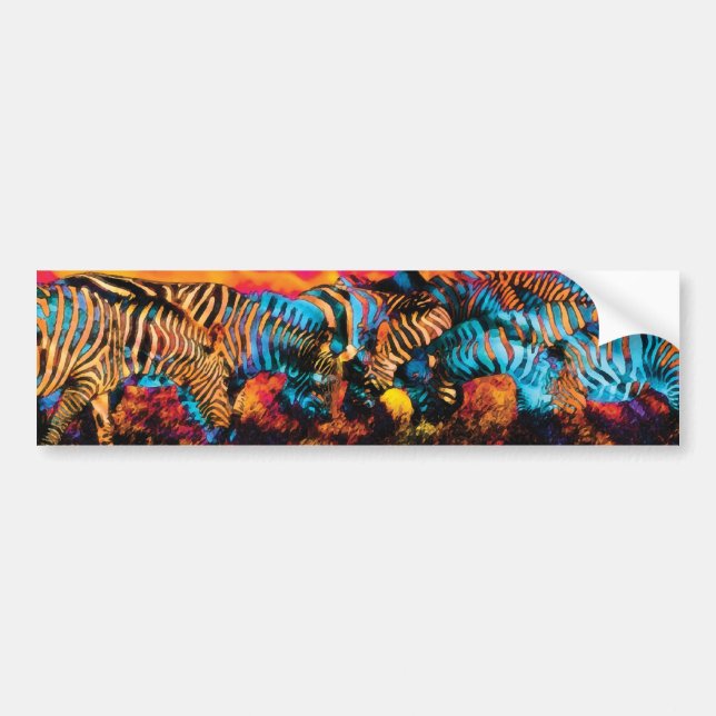 Zebra Colours art Bumper Sticker (Front)