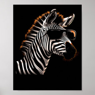 Zebra Cool Sunglasses Poster