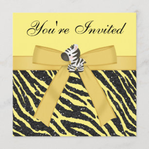 Zebra, Cupcakes & Animal Print Glitter Party Invitation
