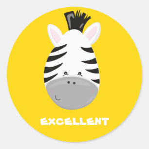Zebra custom text school teacher jungle yellow classic round sticker