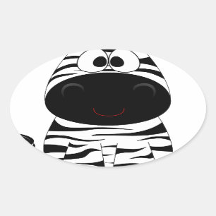 Zebra Cute Animal Stripes Jungle Safari Whimsical Oval Sticker