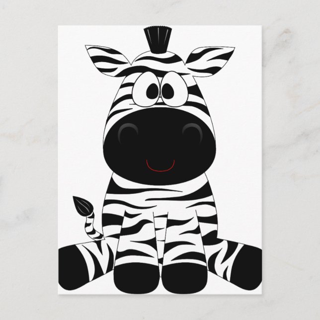Zebra Cute Animal Stripes Jungle Safari Whimsical Postcard (Front)