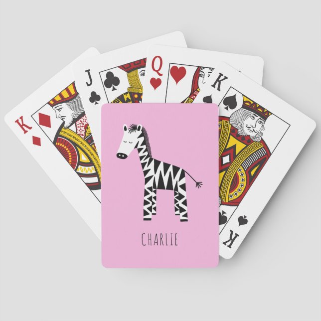 Zebra cute kids playing cards (Back)
