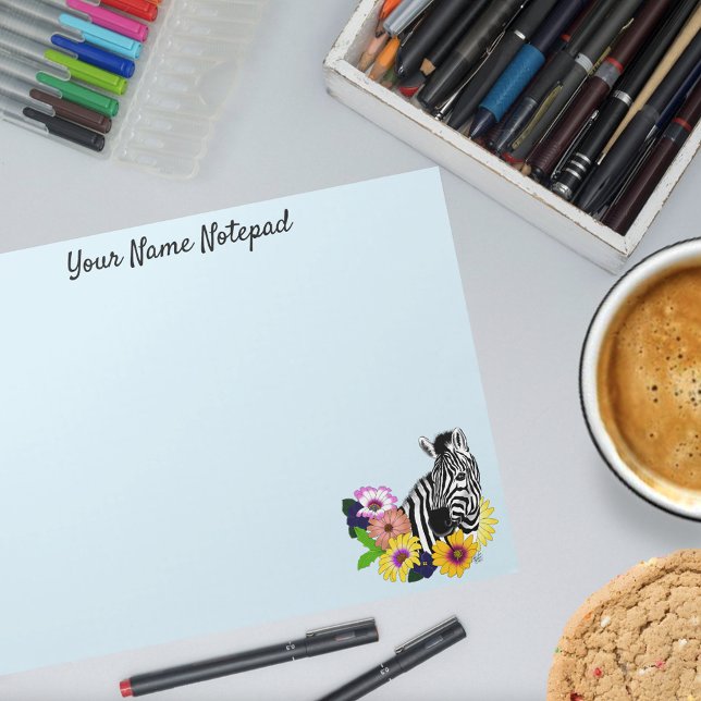 Zebra Daisies Blue Notepad (Creator Uploaded)
