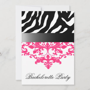 Zebra Damask Girl's Night Out Bachelorette Party Invitation