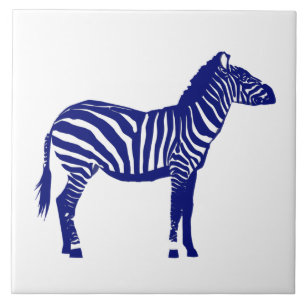 Zebra - Dark Cobalt Blue and White Ceramic Tile