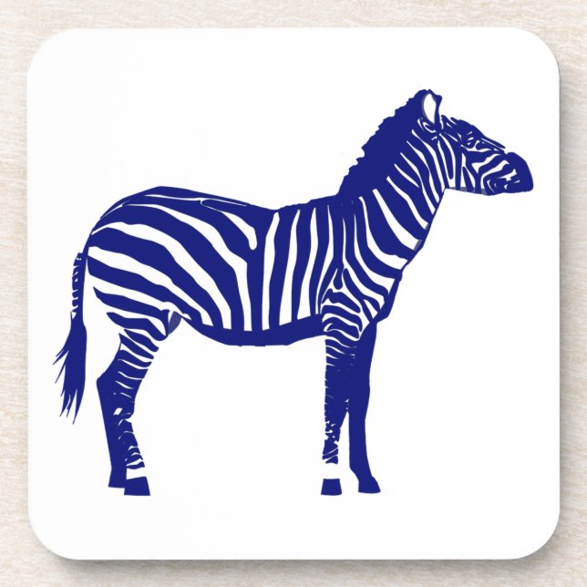 Zebra - Dark Cobalt Blue and White Coaster (Front)