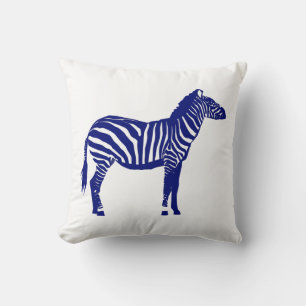Zebra - Dark Cobalt Blue and White Cushion