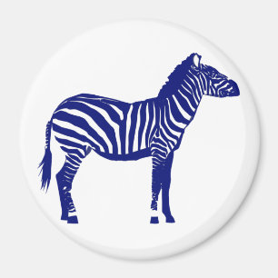 Zebra - Dark Cobalt Blue and White Magnet