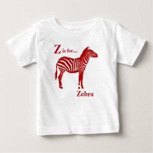 Zebra - Deep Red and White Baby T-Shirt