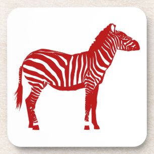 Zebra - Deep Red and White Coaster