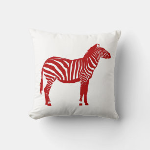 Zebra - Deep Red and White Cushion
