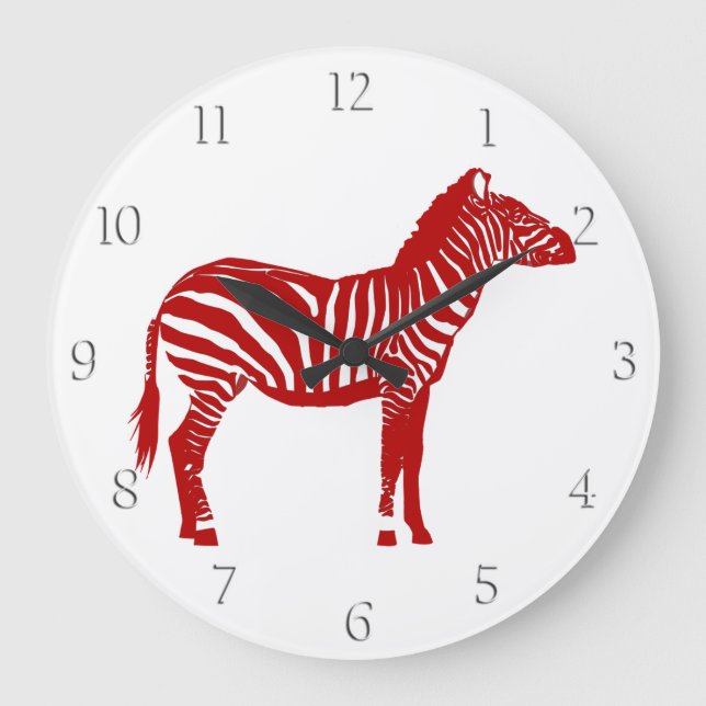 Zebra - Deep Red and White Large Clock (Front)