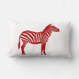 Zebra - Deep Red and White Lumbar Cushion