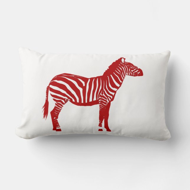 Zebra - Deep Red and White Lumbar Cushion (Front)