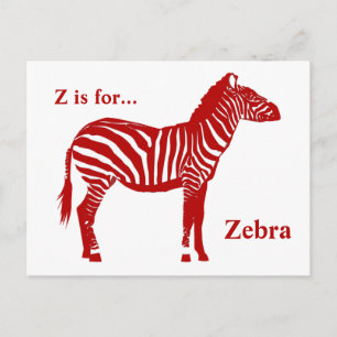 Zebra - Deep Red and White Postcard