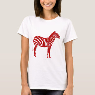 Zebra - Deep Red and White T-Shirt