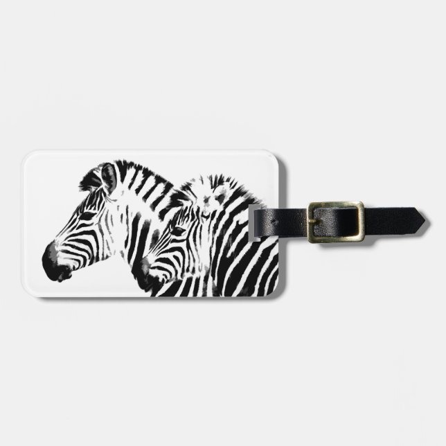 zebra design black and white custom luggage tag (Front Horizontal)