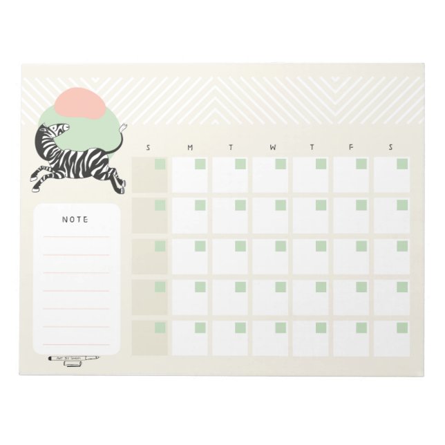 Zebra Desk Calendar Notepad (Front)
