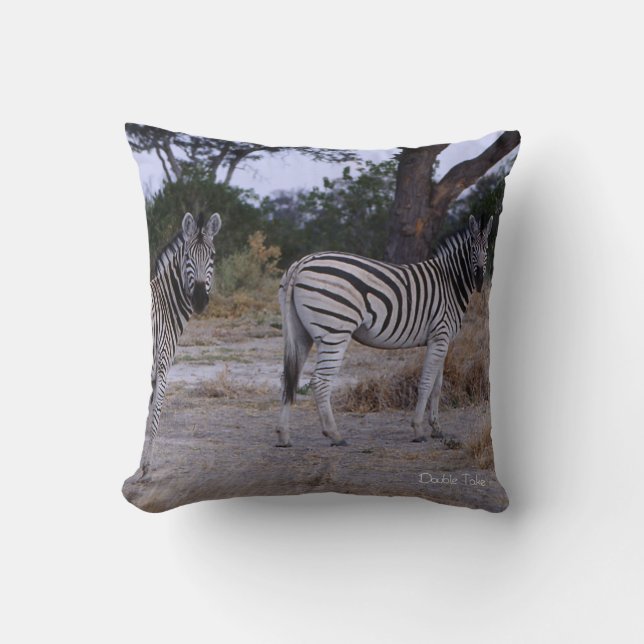 Zebra Double Take Photo Cushion (Front)