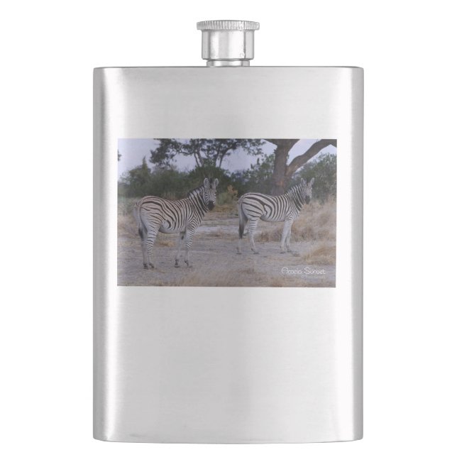 Zebra Double Take Photo Hip Flask (Front)