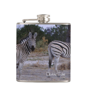 Zebra Double Take Photo Hip Flask