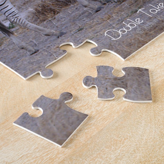 Zebra Double Take Photo Jigsaw Puzzle (Side)