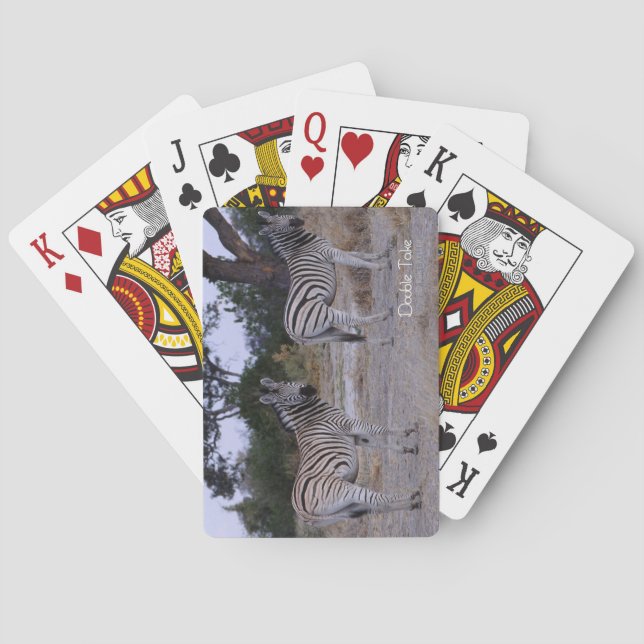 Zebra Double Take Photo Playing Cards (Back)