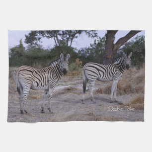 Zebra Double Take Photo Tea Towel