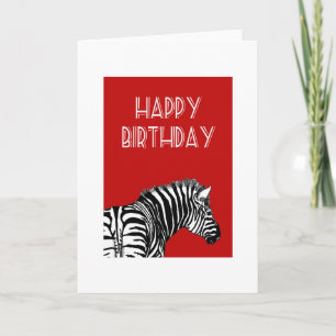 Zebra drawing, Happy Birthday. Card