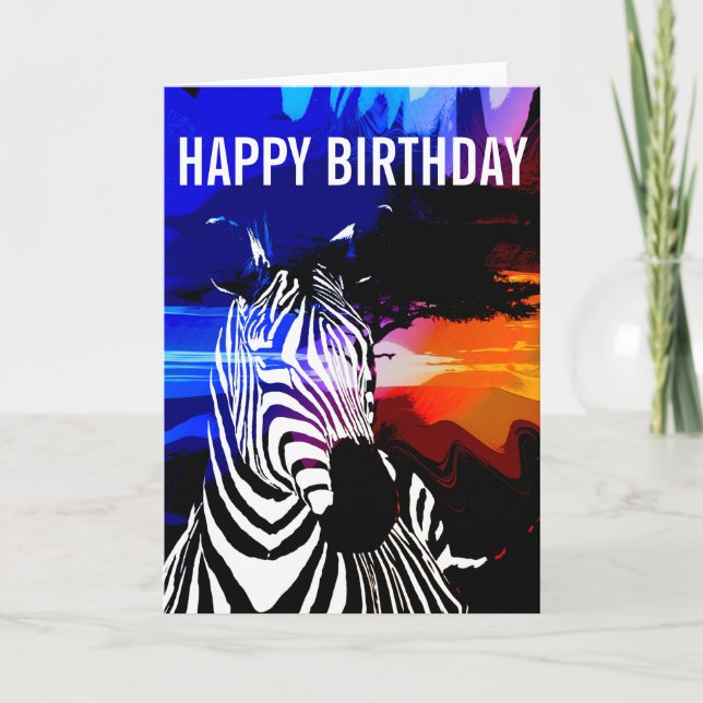 Zebra Dreams Birthday Card (Front)