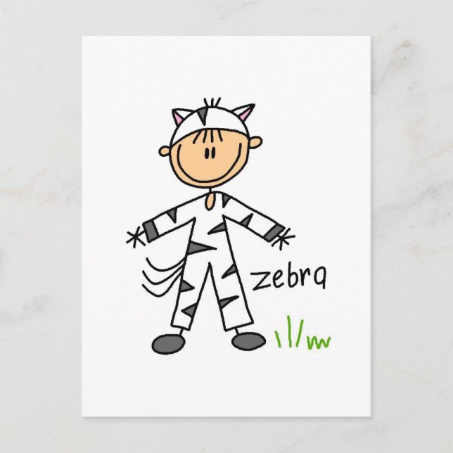 Zebra Dress Up T-shirts and Gifts Postcard (Front)