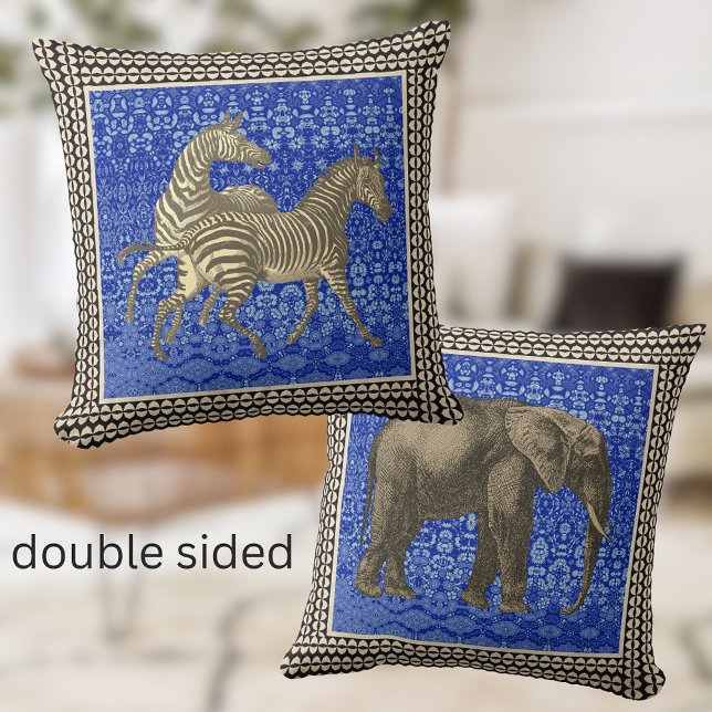 Zebra elephant aftican tribal boho Throw Pillow (Creator Uploaded)