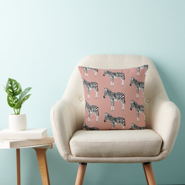 Zebra Exotic Animal Pattern Blush Pink Cushion (Chair)