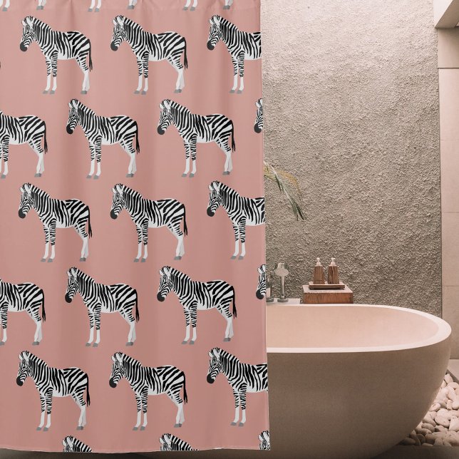 Zebra Exotic Animal Pattern Blush Pink Shower Curtain (Zebra Exotic Animal Pattern Blush Pink Shower Curtain)