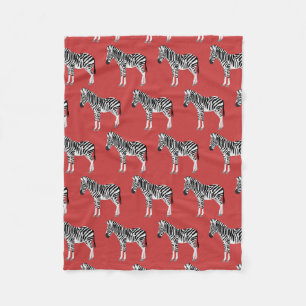 Zebra Exotic Animal Pattern Deep Red Fleece Blanket