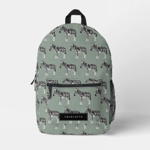 Zebra Exotic Animal Pattern Sage Green  Printed Backpack