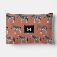 Zebra Exotic Animal Pattern Terracotta Monogram