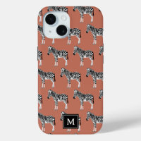 Zebra Exotic Animal Pattern Terracotta Monogram
