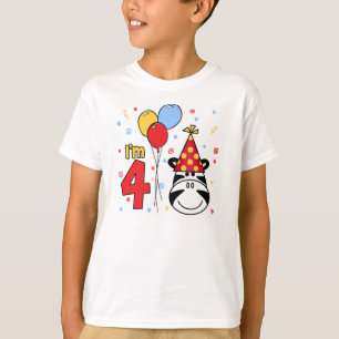 Zebra Face 4th Birthday T-Shirt