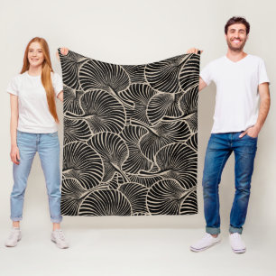 Zebra Fan Palm Hawaiian Tropical Black Almond Fleece Blanket