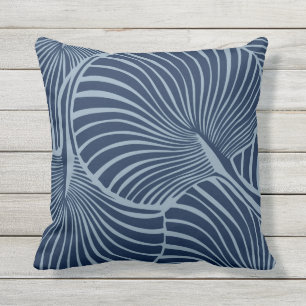 Zebra Fan Palm Hawaiian Tropical Blue Cushion