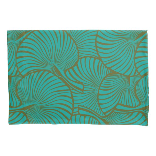 Zebra Fan Palm Hawaiian Tropical Green Reversible Pillowcase (Front)