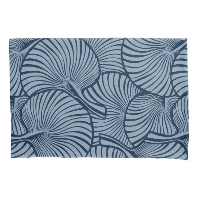 Zebra Fan Palm Hawaiian Tropical Navy Reversible Pillowcase (Front)