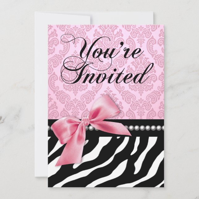 Zebra Fascination 40th Birthday Party Invitation (Front)