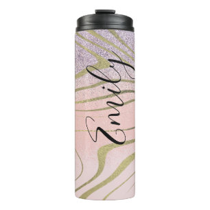 Zebra Faux Gold Thermal Tumbler