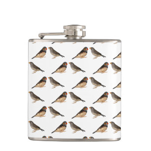Zebra Finch Frenzy Hip Flask (choose colour)